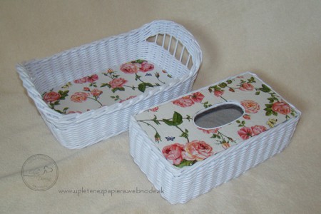 súprava košík+vreckovník-biela